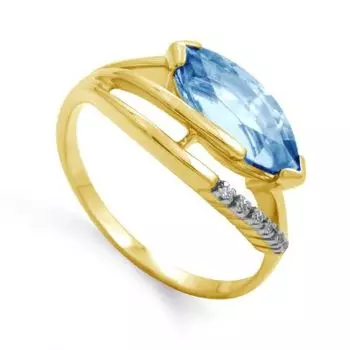 Кольцо с топазом и фианитами Линии Любви