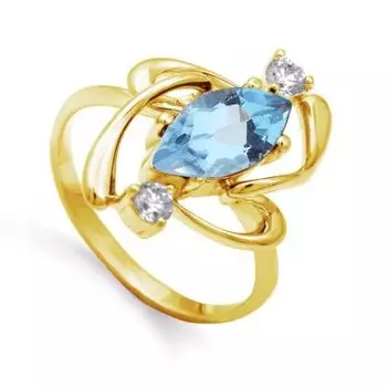 Кольцо с топазом и фианитами Линии Любви