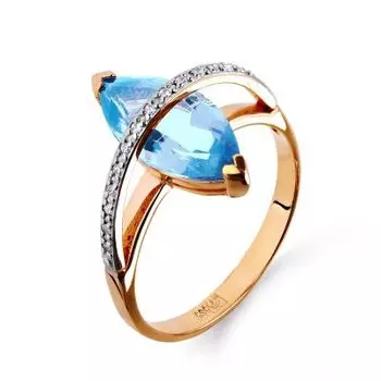 Кольцо с топазом и фианитами Линии Любви