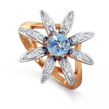 Кольцо с топазом и фианитами Линии Любви