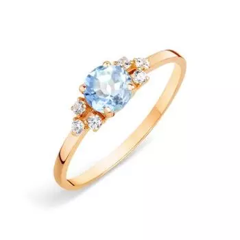 Кольцо с топазом и фианитами Линии Любви