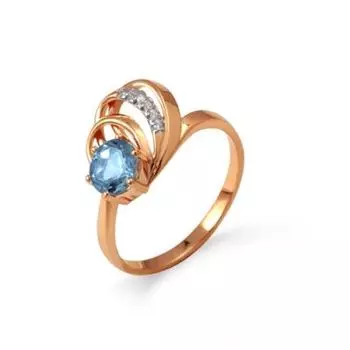 Кольцо с топазом и фианитами Линии Любви