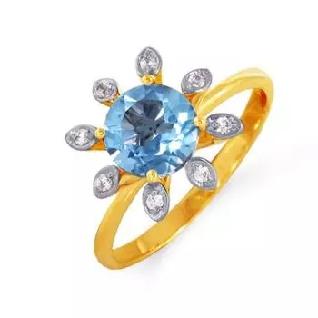 Кольцо с топазом и фианитами Линии Любви