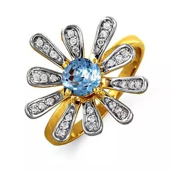 Кольцо с топазом и фианитами Линии Любви