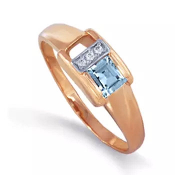 Кольцо с топазом и фианитами Линии Любви