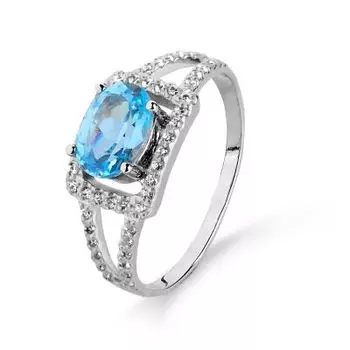 Кольцо с топазом и фианитами Линии Любви