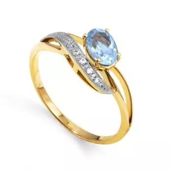 Кольцо с топазом и фианитами Линии Любви