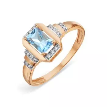 Кольцо с топазом и фианитами Линии Любви