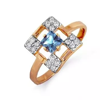 Кольцо с топазом и фианитами Линии Любви