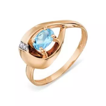 Кольцо с топазом и фианитами Линии Любви