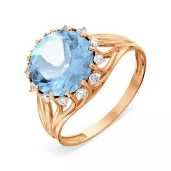 Кольцо с топазом и фианитами Линии Любви