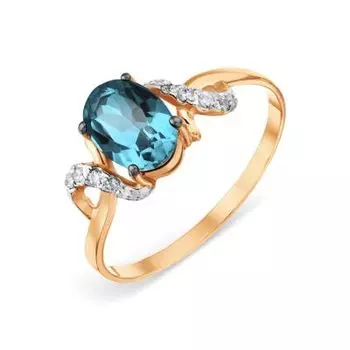 Кольцо с топазом и фианитами Premiums Линии Любви