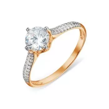 Кольцо с топазом Swarovski и бриллиантами Линии Любви