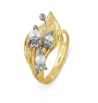 Кольцо с жемчугом и бриллиантами Линии Любви