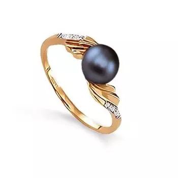 Кольцо с жемчугом и фианитами Линии Любви