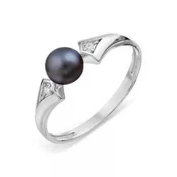 Кольцо с жемчугом и фианитами Линии Любви