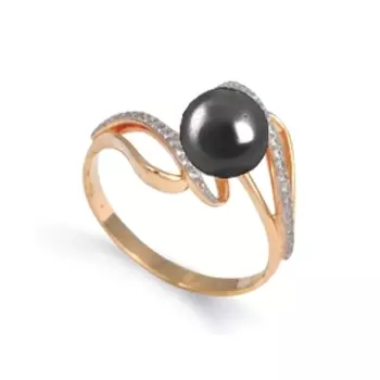 Кольцо с жемчугом и фианитами Линии Любви