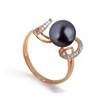 Кольцо с жемчугом и фианитами Линии Любви