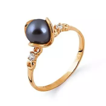 Кольцо с жемчугом и фианитами Линии Любви