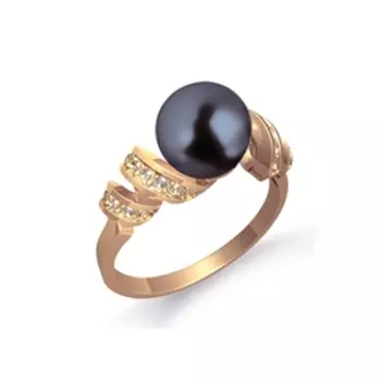 Кольцо с жемчугом и фианитами Линии Любви