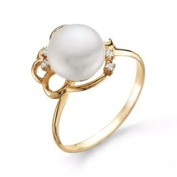 Кольцо с жемчугом и фианитами Линии Любви