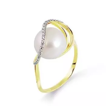 Кольцо с жемчугом и фианитами Линии Любви