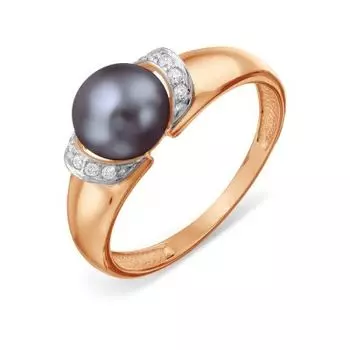 Кольцо с жемчугом и фианитами Линии Любви