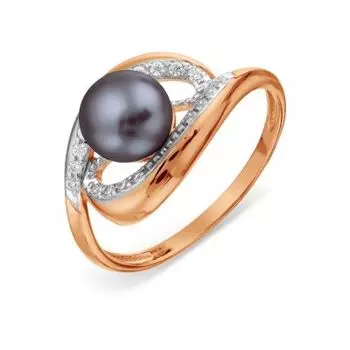 Кольцо с жемчугом и фианитами Линии Любви