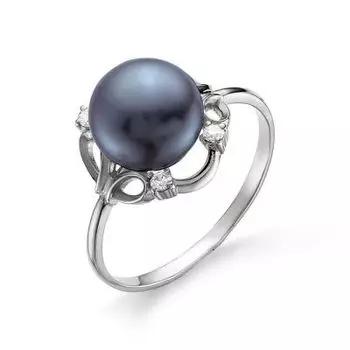 Кольцо с жемчугом и фианитами Линии Любви