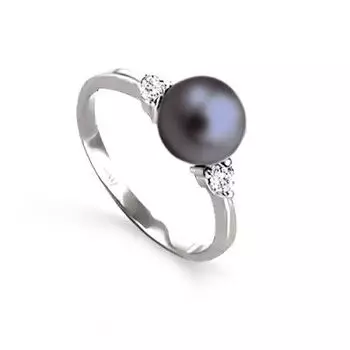 Кольцо с жемчугом и фианитами Линии Любви