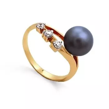 Кольцо с жемчугом и фианитами Линии Любви