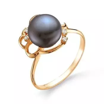 Кольцо с жемчугом и фианитами Линии Любви