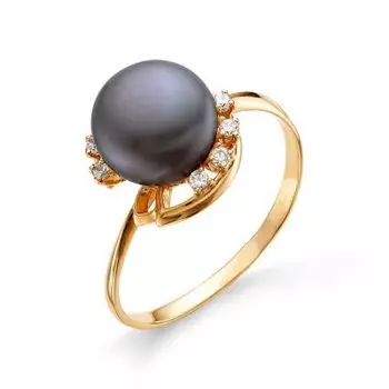 Кольцо с жемчугом и фианитами Линии Любви