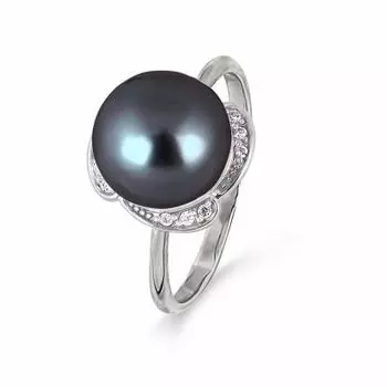 Кольцо с жемчугом и фианитами Линии Любви