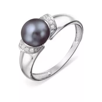 Кольцо с жемчугом и фианитами Линии Любви