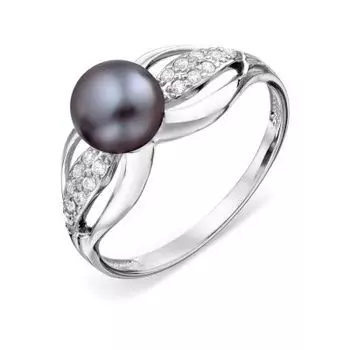 Кольцо с жемчугом и фианитами Линии Любви