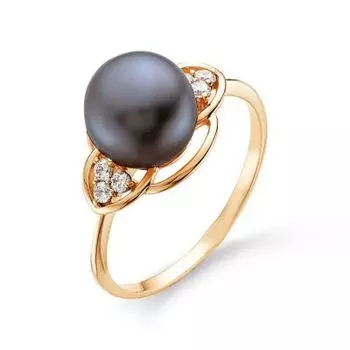 Кольцо с жемчугом и фианитами Линии Любви