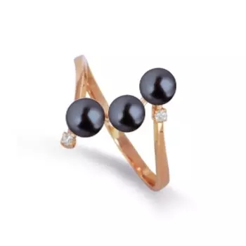 Кольцо с жемчугом и фианитами Линии Любви