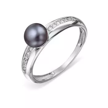 Кольцо с жемчугом и фианитами Линии Любви