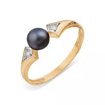 Кольцо с жемчугом и фианитами Линии Любви