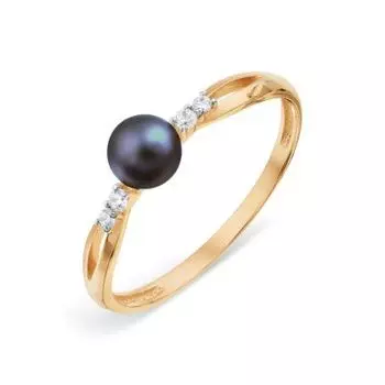 Кольцо с жемчугом и фианитами Линии Любви