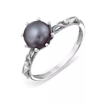 Кольцо с жемчугом и фианитами Линии Любви