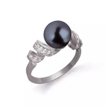 Кольцо с жемчугом и фианитами Линии Любви