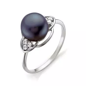 Кольцо с жемчугом и фианитами Линии Любви