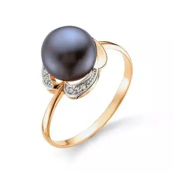 Кольцо с жемчугом и фианитами Линии Любви