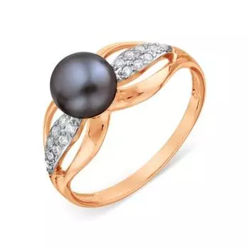 Кольцо с жемчугом и фианитами Линии Любви