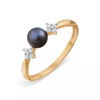 Кольцо с жемчугом и фианитами Линии Любви