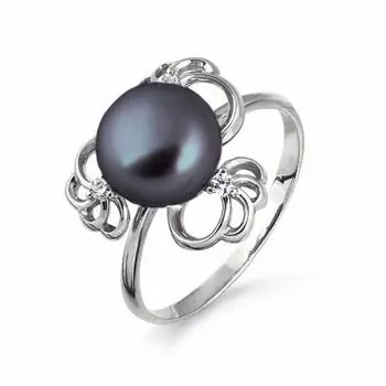 Кольцо с жемчугом и фианитами Линии Любви