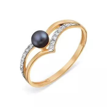 Кольцо с жемчугом и фианитами Линии Любви