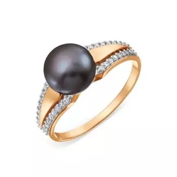 Кольцо с жемчугом и фианитами Линии Любви